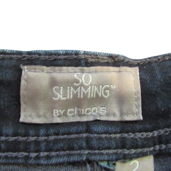 Chicos So Slimming Jeans Size 2 / 12 Dark Wash Straight Leg Mid Rise Classic - Picture 9 of 10